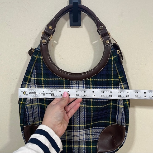 RARE J. McLaughlin Tartan Handbag Vintage Wool /Leather plaid Handbag - Picture 2 of 15